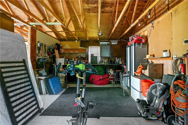 93 E Main Rd, Portsmouth, RI 02871 - garage featuring a workshop area