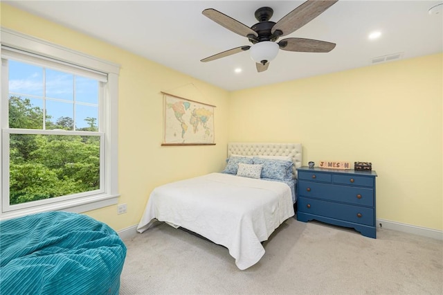 43 Shannock Hill Rd, Richmond, RI 02812 - carpeted bedroom featuring multiple windows, recessed lighting, and ceiling fan