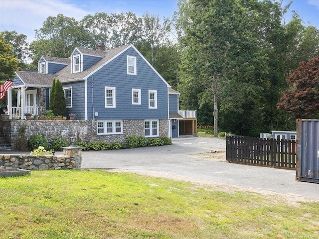 96 Ashaway Rd, Westerly, RI 02891 - view of side of property featuring stone siding and a chimney