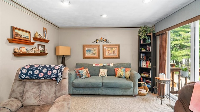 36 Primrose Ln Unit 36, North Providence, RI 02904 - carpeted living room with ornamental molding and recessed lighting