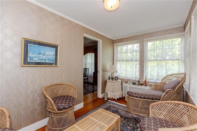 65 Lyndhurst Ave, Providence, RI 02908 - living area featuring wood finished floors and crown molding