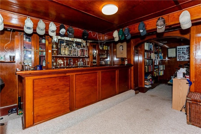 65 Lyndhurst Ave, Providence, RI 02908 - indoor dry bar with carpet flooring, arched walkways, and wood walls
