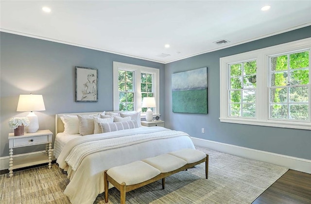 290 Blackstone Blvd, Providence, RI 02906 - bedroom with recessed lighting, ornamental molding, and wood finished floors