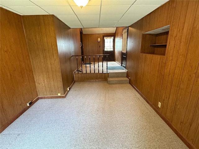 26 Flora Ave, Woonsocket, RI 02895 - corridor featuring wood walls and carpet floors