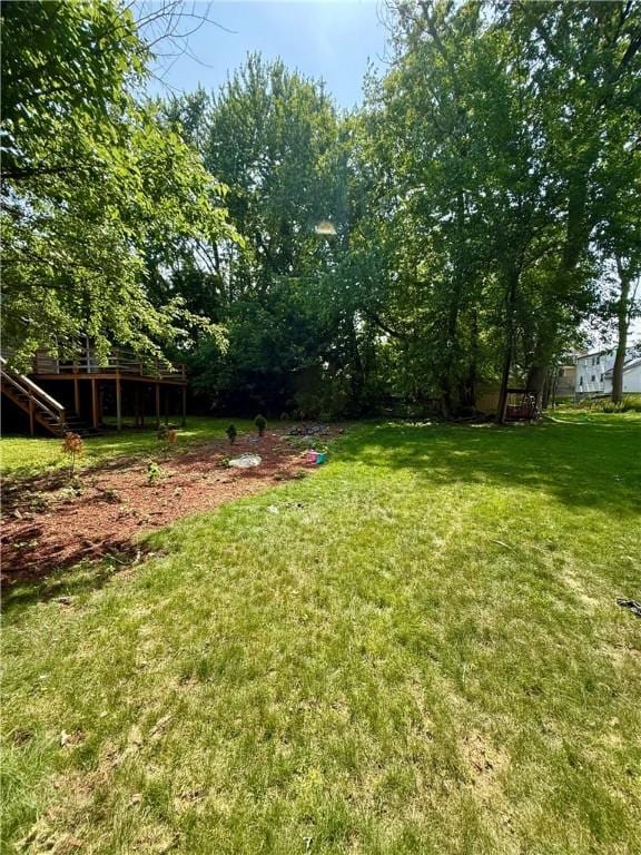 26 Westmore St, Providence, RI 02910 - view of grassy yard featuring stairway and a wooden deck