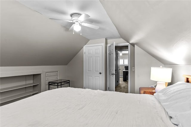 32 Spencer Rd, Smithfield, RI 02828 - bedroom featuring vaulted ceiling, a ceiling fan, and carpet floors