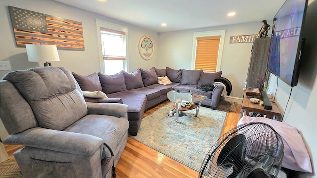 61 Terrace Ave, Pawtucket, RI 02860 - living room featuring light wood-style flooring and recessed lighting