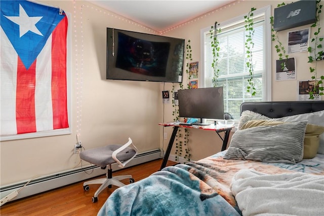 43 Amsterdam St, Providence, RI 02909 - bedroom with wood finished floors and a baseboard heating unit