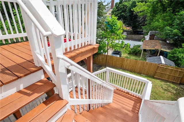 43 Amsterdam St, Providence, RI 02909 - wooden terrace featuring a fenced backyard and stairway