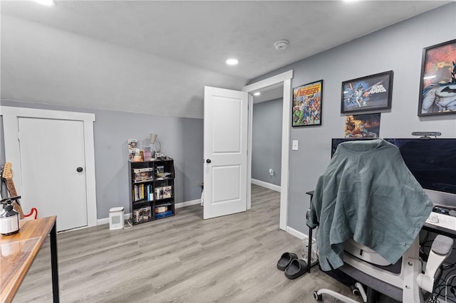 31 Stadden St, Providence, RI 02907 - office with light wood-type flooring, recessed lighting, and vaulted ceiling