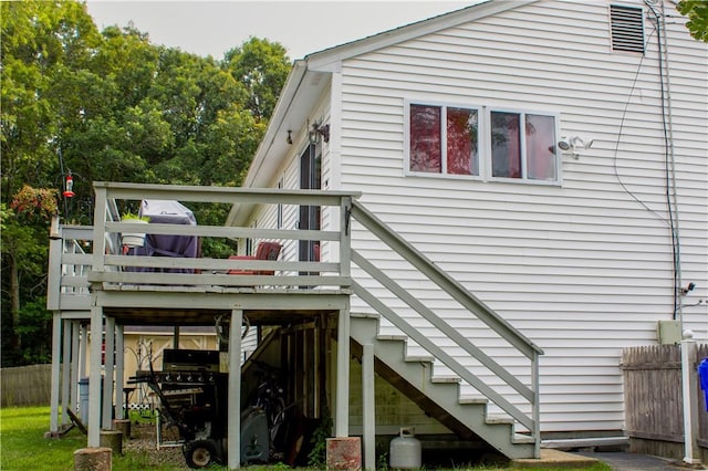 14 Drawbridge Dr, West Warwick, RI 02893 - rear view of house featuring a deck and stairway