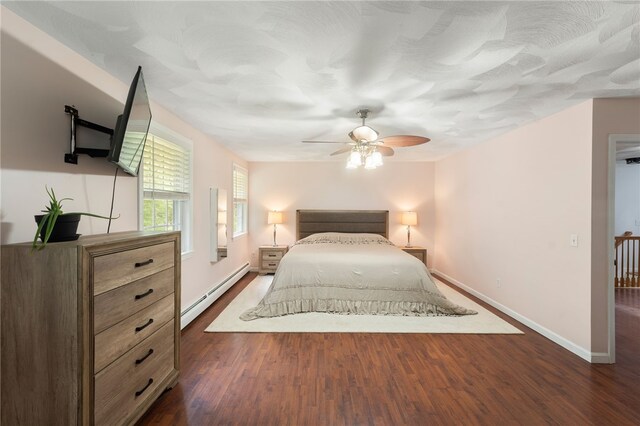 15 Bestwick Trl, Coventry, RI 02816 - bedroom featuring a baseboard radiator, dark wood-type flooring, and ceiling fan