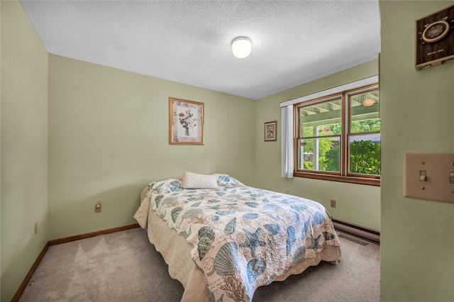 146 Balsam Rd, South Kingstown, RI 02879 - bedroom with carpet flooring, a baseboard radiator, and a textured ceiling
