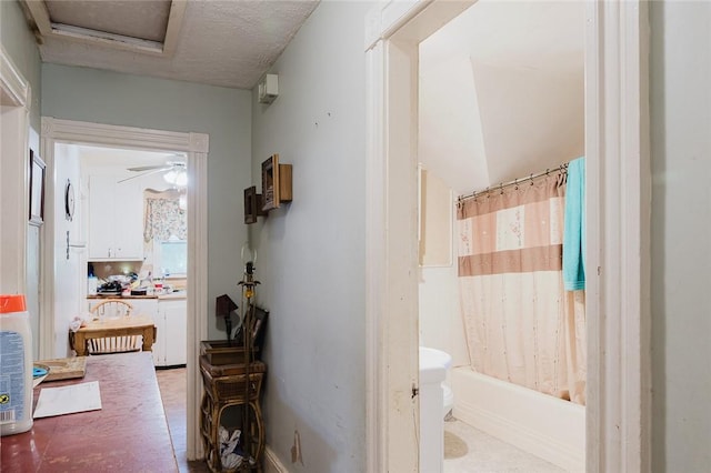 36 Gardner Ave, West Warwick, RI 02893 - hall with tile patterned floors and attic access