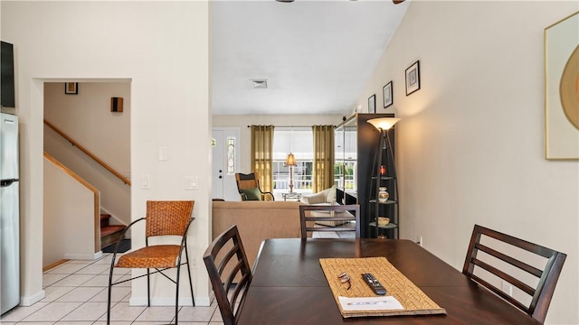 24 Mello St, West Warwick, RI 02893 - dining area featuring stairs and light tile patterned floors