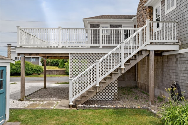 1 Barney Ave, South Kingstown, RI 02879 - wooden terrace featuring stairway