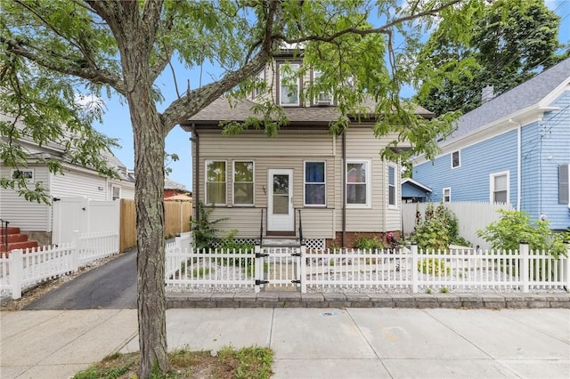 155 Early St, Providence, RI 02907 - view of front of home with a gate and a fenced front yard