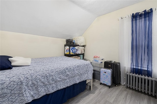 155 Early St, Providence, RI 02907 - bedroom featuring radiator heating unit, wood finished floors, and lofted ceiling