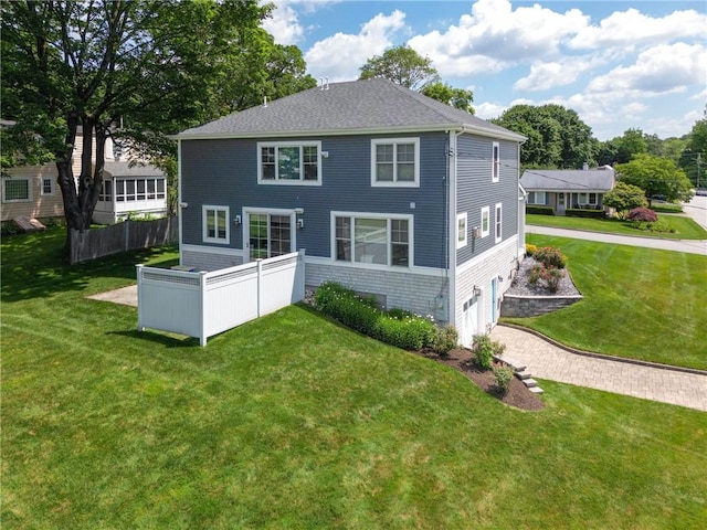 96 Evergreen St, Cumberland, RI 02864 - rear view of house featuring a garage
