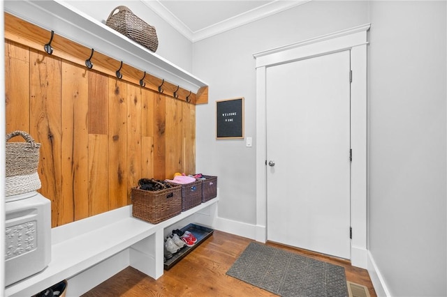 96 Evergreen St, Cumberland, RI 02864 - mudroom with crown molding and wood finished floors