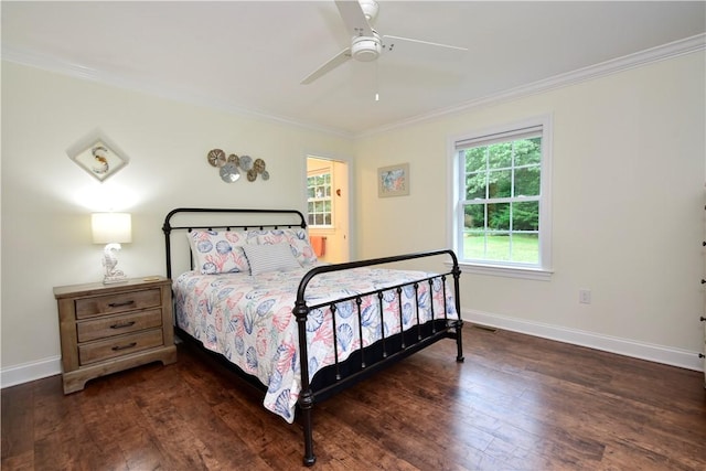 107 Pottersville Rd, Little Compton, RI 02837 - bedroom with crown molding, hardwood / wood-style flooring, and ceiling fan
