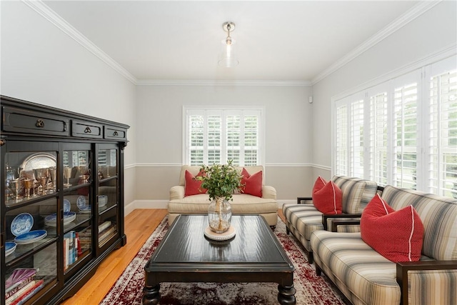 64 Knight View Dr, West Greenwich, RI 02817 - living room featuring light wood-style floors and crown molding