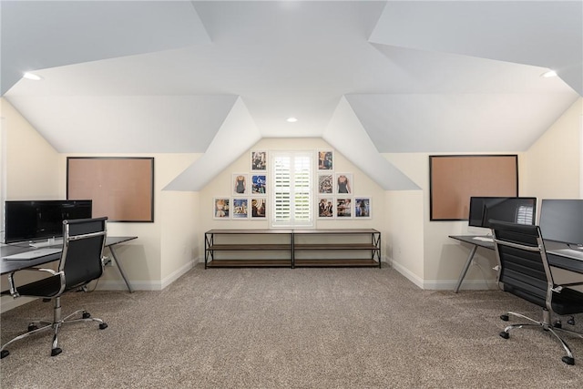 64 Knight View Dr, West Greenwich, RI 02817 - office space with carpet flooring, lofted ceiling, and recessed lighting