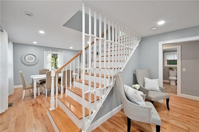 12 Leddy Rd, Cumberland, RI 02864 - staircase with wood finished floors and recessed lighting