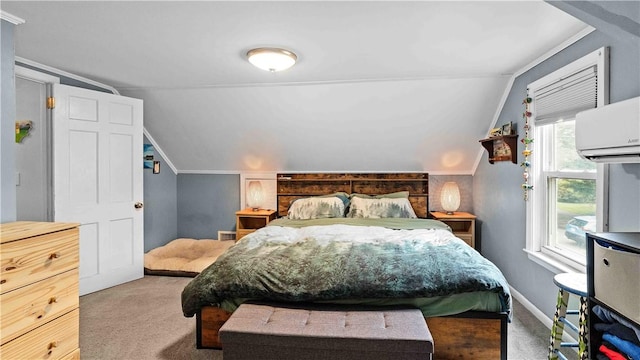 74 Algonquin Rd, East Providence, RI 02916 - carpeted bedroom with vaulted ceiling and a wall unit AC