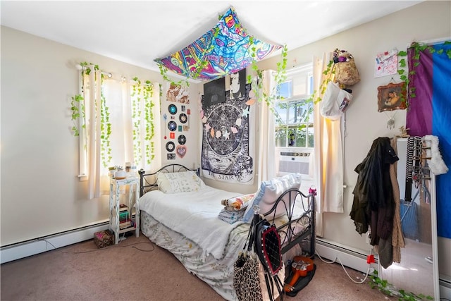 40 Agnes St, East Providence, RI 02914 - carpeted bedroom with a baseboard heating unit and cooling unit