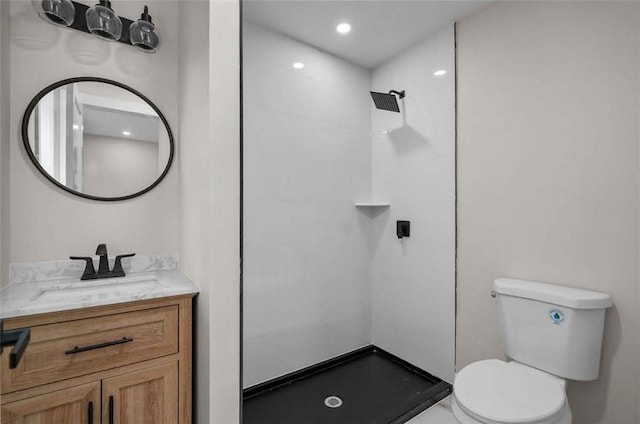 129 Stanwood St, Providence, RI 02907 - bathroom with vanity, walk in shower, and recessed lighting