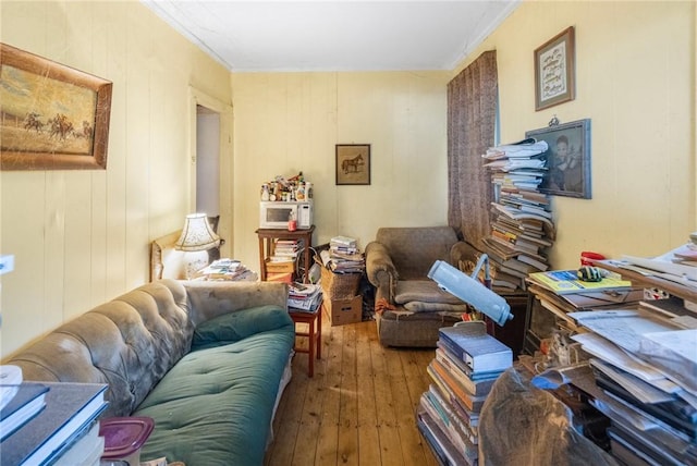 52 Spring St, South Kingstown, RI 02879 - living room with hardwood / wood-style flooring and ornamental molding