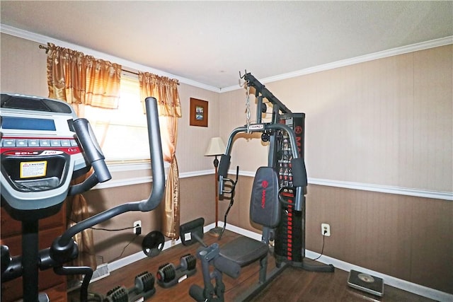 27 Louise Dr, Tiverton, RI 02878 - exercise area featuring ornamental molding and wood finished floors