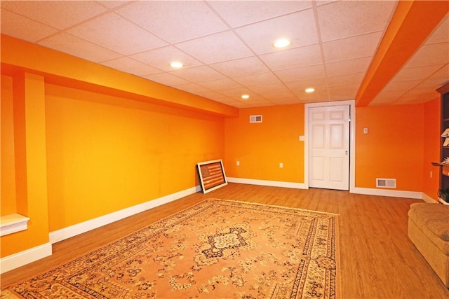 27 Louise Dr, Tiverton, RI 02878 - finished below grade area with wood finished floors, recessed lighting, and a paneled ceiling