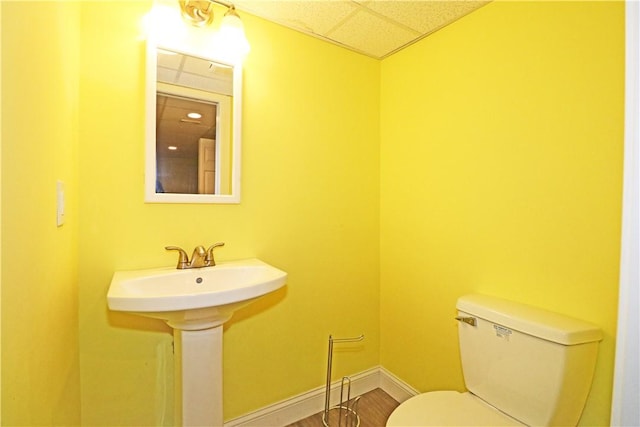 27 Louise Dr, Tiverton, RI 02878 - bathroom with a paneled ceiling and toilet