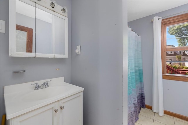 40 W Cole St, Pawtucket, RI 02861 - bathroom with vanity, tile patterned flooring, and curtained shower