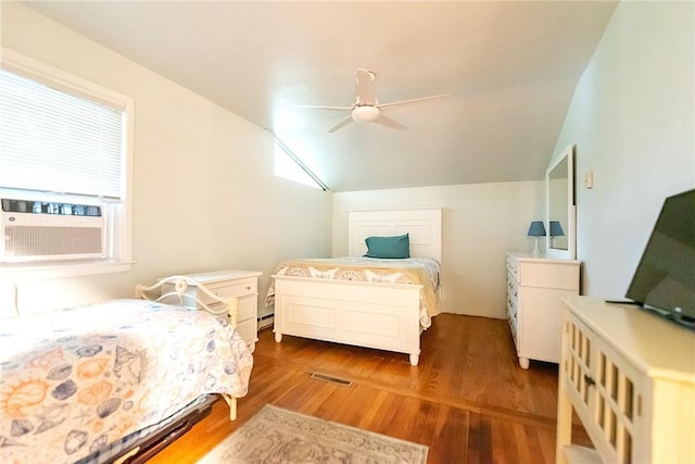 130 Knowlesway Ext, Narragansett, RI 02882 - bedroom with wood finished floors, lofted ceiling, cooling unit, and ceiling fan