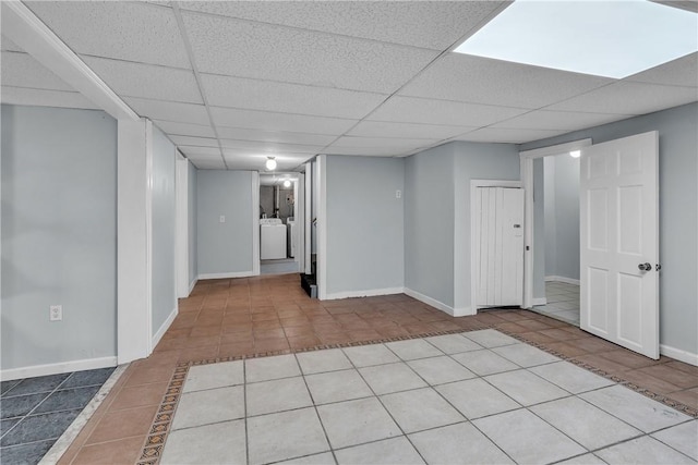 199 Linwood Ave, Providence, RI 02907 - finished below grade area with tile patterned flooring and a paneled ceiling