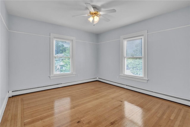 199 Linwood Ave, Providence, RI 02907 - spare room featuring ceiling fan, wood finished floors, and a baseboard heating unit