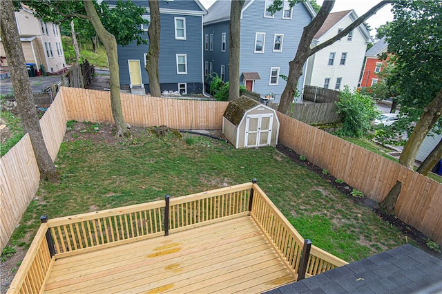 9 Locust St, Providence, RI 02906 - wooden deck featuring a storage shed and a fenced backyard