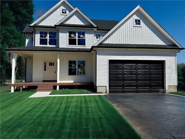 94 Ashaway Rd, Westerly, RI 02891 - view of front of house featuring a porch, board and batten siding, a garage, and asphalt driveway