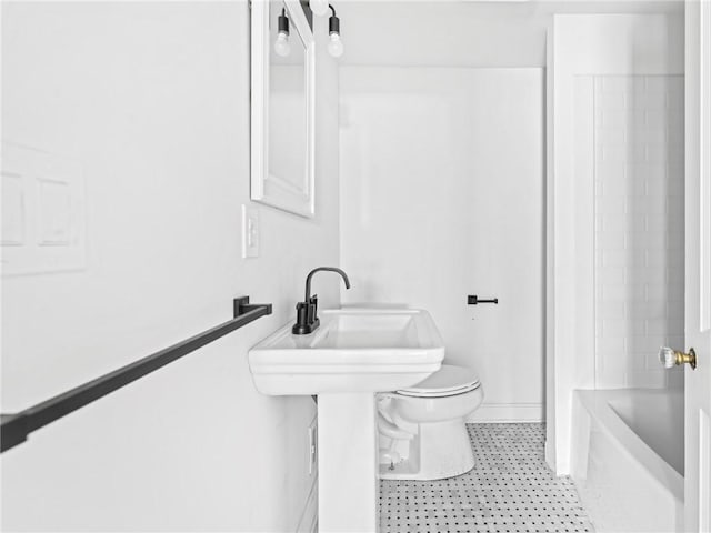 10 Palmer St, Smithfield, RI 02828 - bathroom with toilet and tile patterned flooring