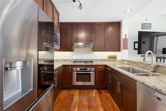 1 W Exchange St Unit 2802, Providence, RI 02903 - kitchen featuring appliances with stainless steel finishes, dark wood finished floors, and light stone countertops