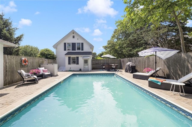 7 Pleasant Vw, Jamestown, RI 02835 - view of pool featuring an outdoor structure, a fenced backyard, and a patio area