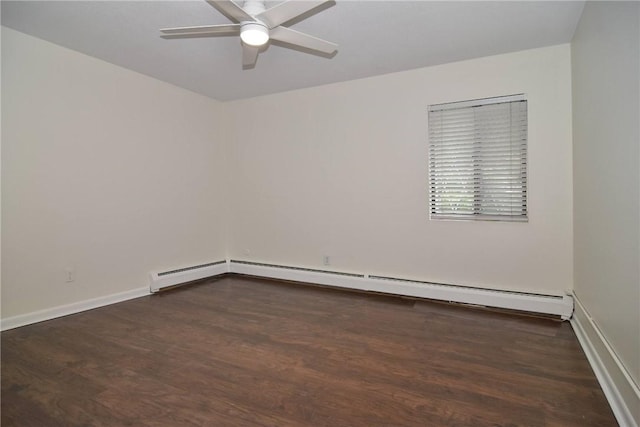 132 Hoffman Ave Unit 202, Cranston, RI 02920 - unfurnished room featuring ceiling fan, dark wood-style flooring, and baseboard heating