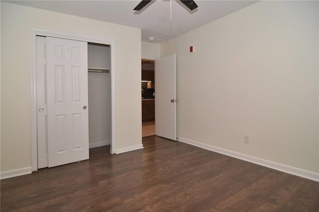 132 Hoffman Ave Unit 202, Cranston, RI 02920 - unfurnished bedroom featuring dark wood-style floors, a closet, and ceiling fan