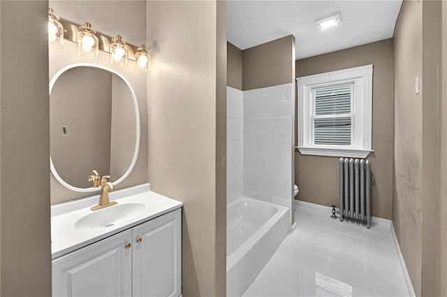 15 Melissa St, Providence, RI 02909 - bathroom with radiator, vanity, and shower / tub combination