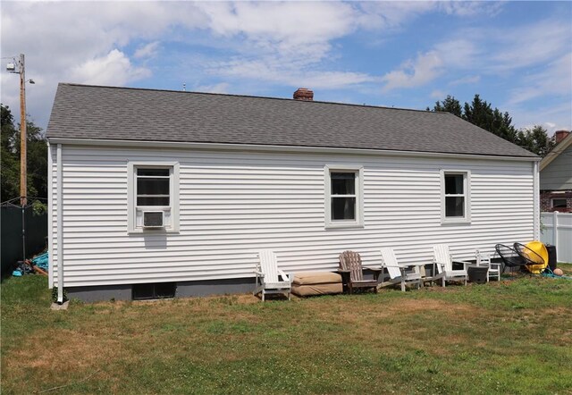 10 Park Way, Lincoln, RI 02838 - back of house with a chimney, cooling unit, and roof with shingles