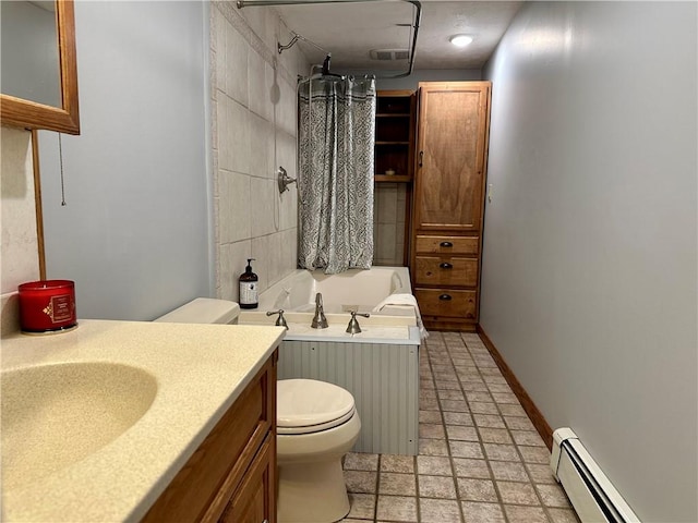 55 Circle Dr, Mansfield, CT 06250 - bathroom with a baseboard radiator, vanity, and stone finish floors