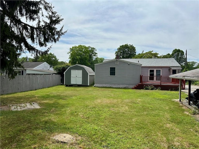55 Circle Dr, Mansfield, CT 06250 - view of yard featuring a storage shed and a wooden deck